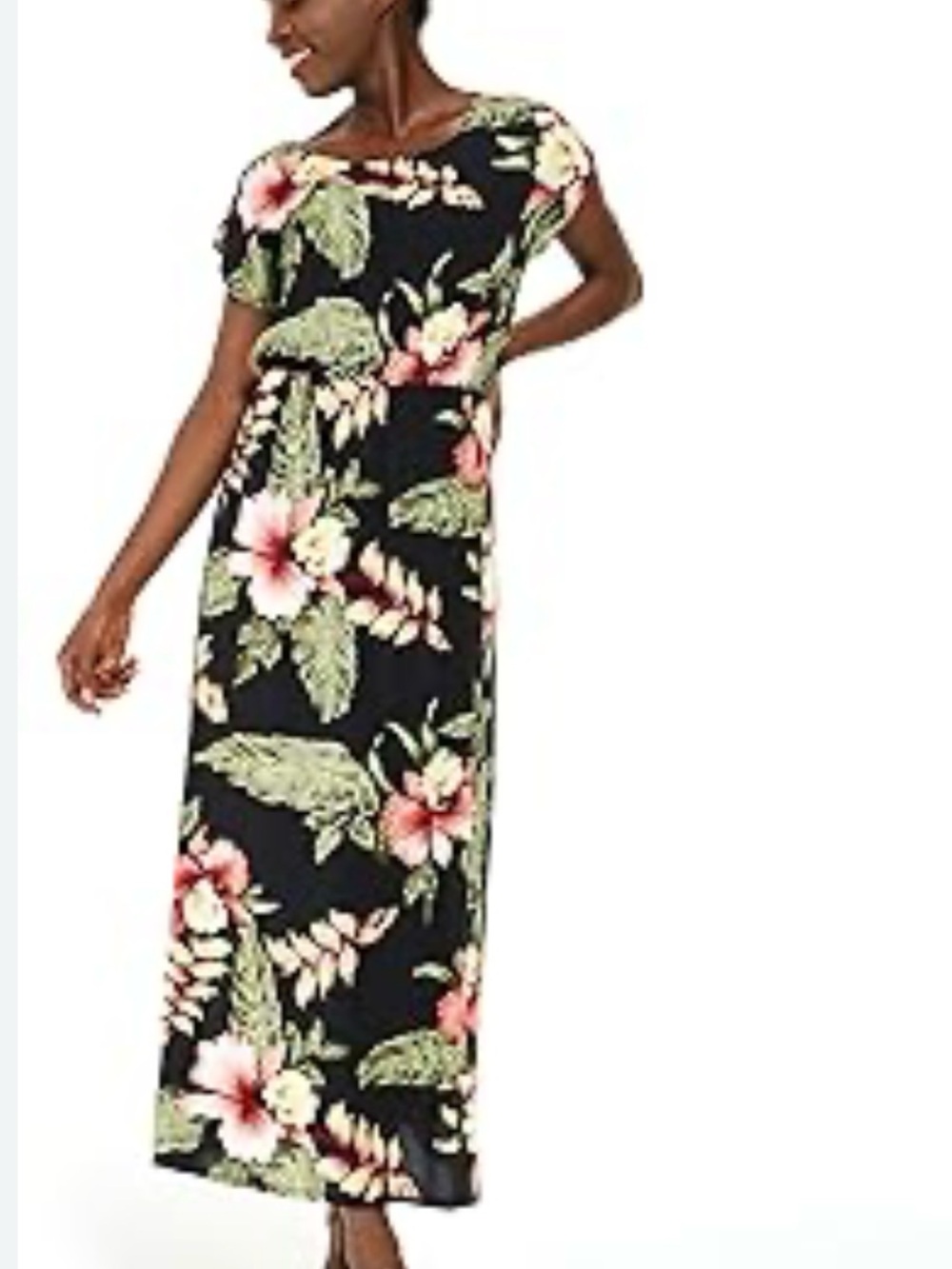 💚 New Ashley Blue Floral Maxi Dress - Black with Pink & Green Floral Print